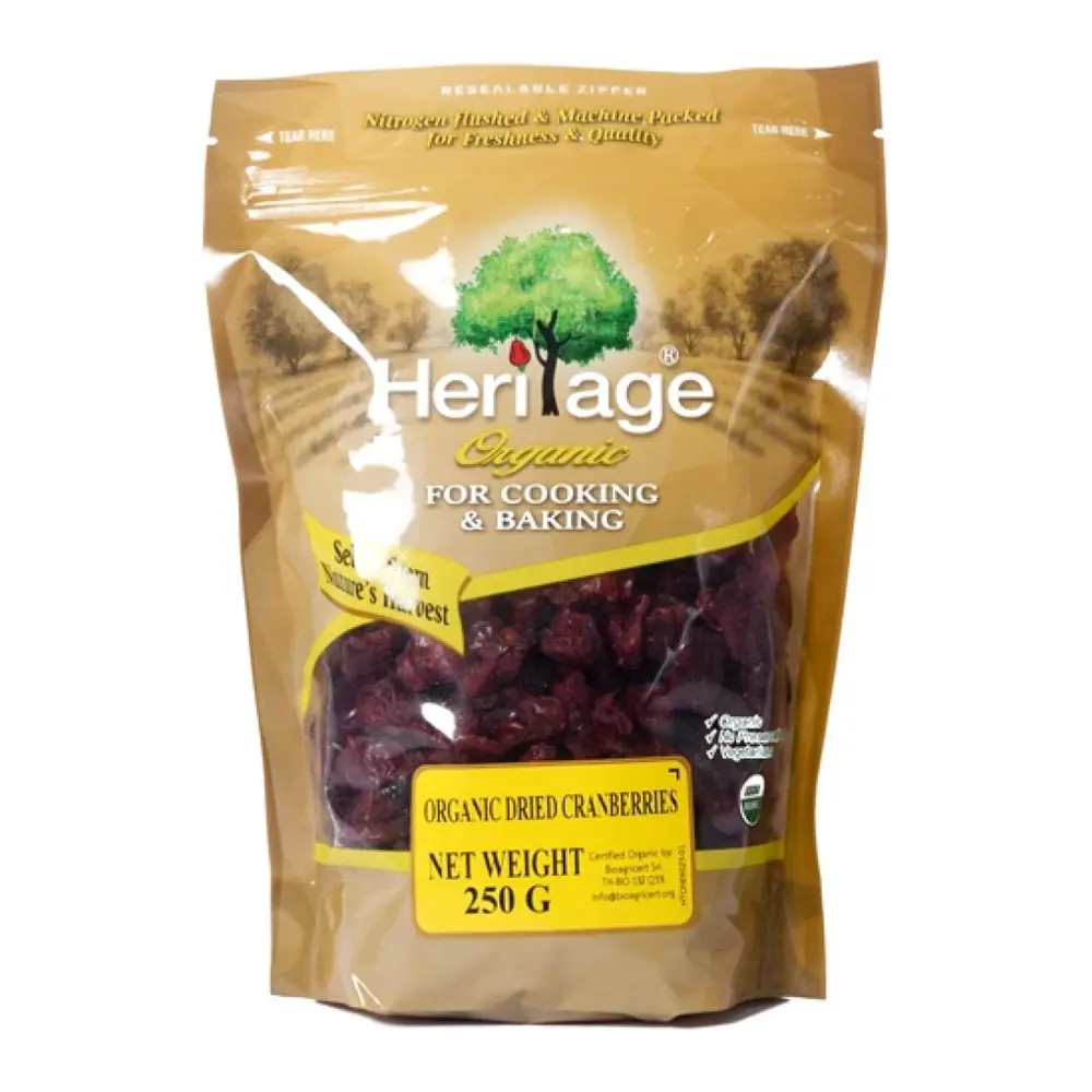 Quả Nam Việt Quất Sấy Khô Hữu Cơ, Organic Dried Cranberries (250g) - HERITAGE