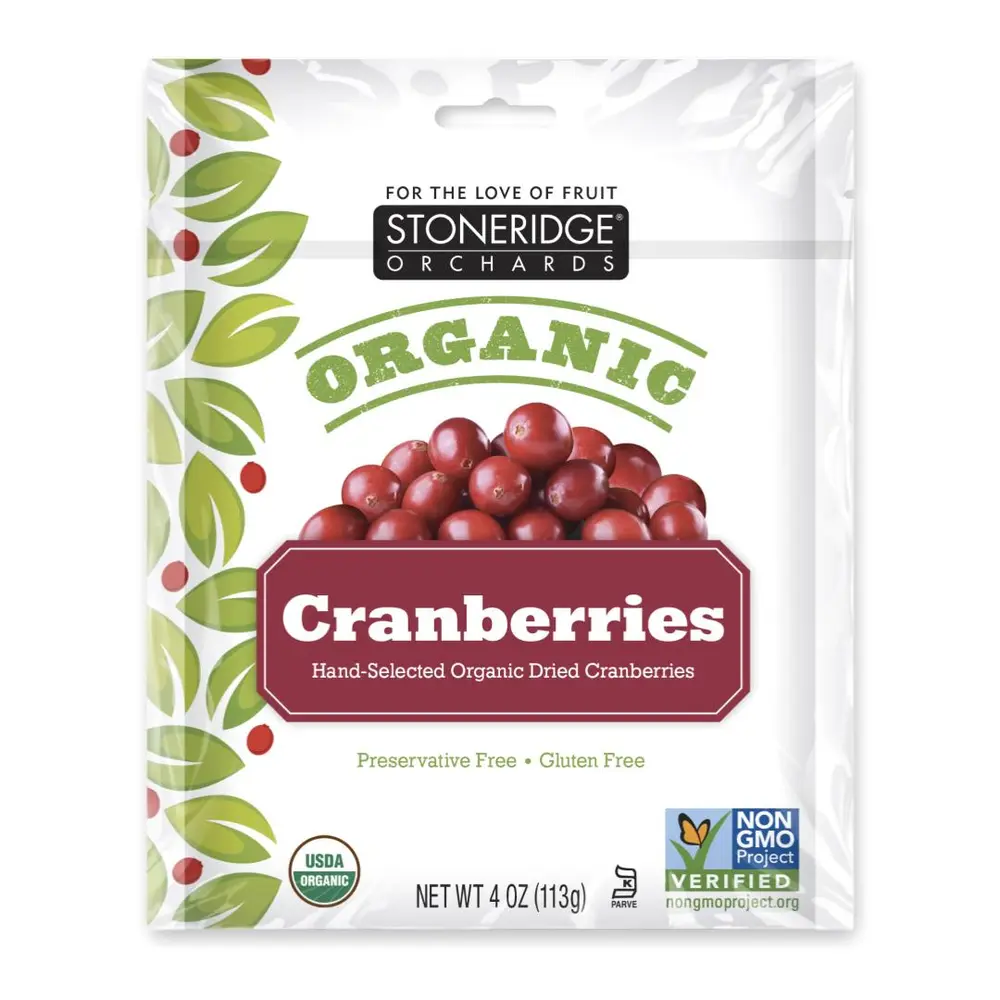 Nam Việt Quất Sấy Khô Hữu Cơ, Organic Cranberries, 4 oz (113g) - STONERIDGE ORCHARDS