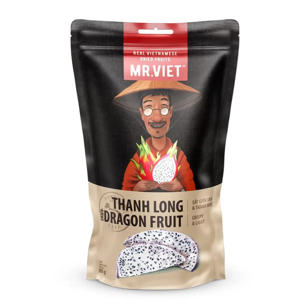 Thanh Long Sấy Giòn, Dried Dragon Fruit, Crispy & Light (80g) - MR. VIET