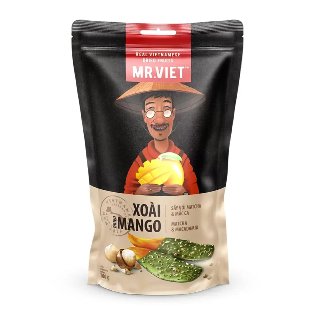 Xoài Sấy với Matcha & Mắc Ca, Dried Mango with Matcha & Macadamia (100g) - MR. VIET