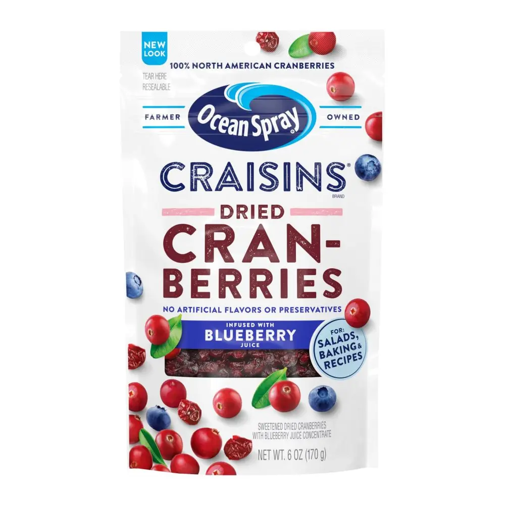 Nam Việt Quất Khô Vị Việt Quất, Craisins, Dried Cranberries Blueberry Juice Infused, 6 oz (170g) - OCEAN SPRAY
