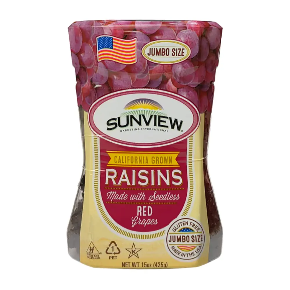 Nho Đỏ Khô Mỹ, California Grown Raisins, Seedless Red Grapes, Jumbo Size, 15 oz (425g) - SUNVIEW