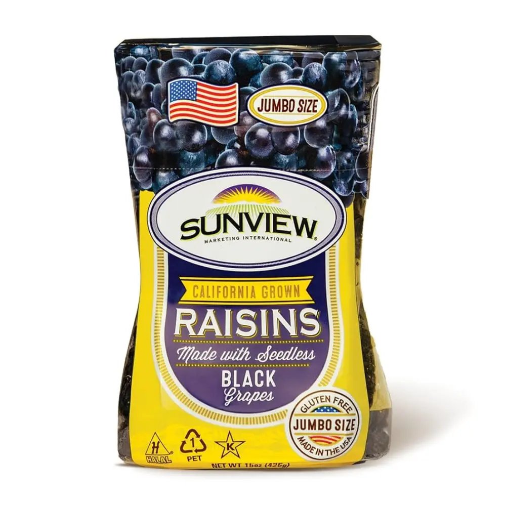 Nho Đen Khô Mỹ, California Grown Raisins, Seedless Black Grapes, Jumbo Size, 15 oz (425g) - SUNVIEW