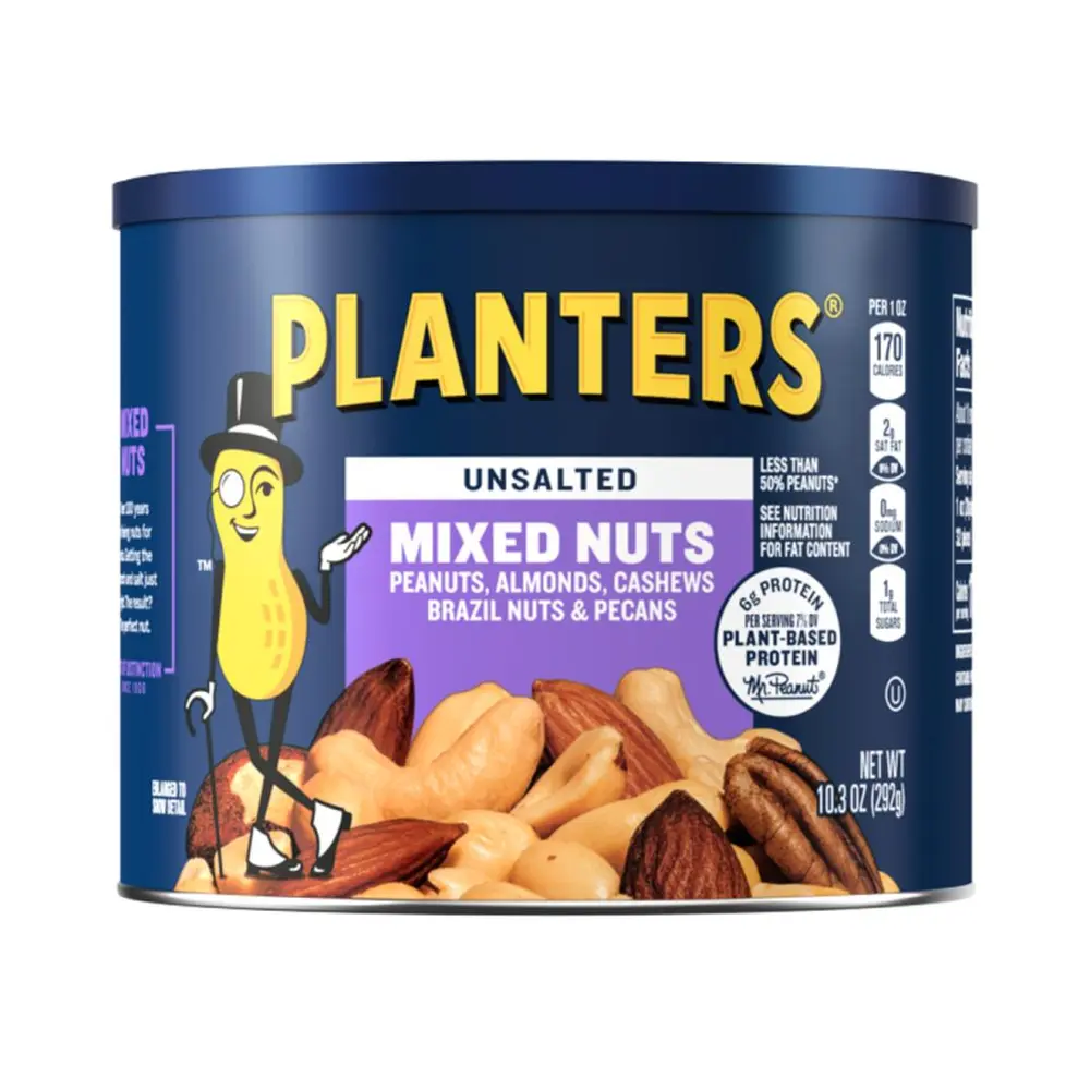 Hạt Hỗn Hợp Không Muối, Unsalted Mixed Nuts, 10.3 oz (292g) - PLANTERS