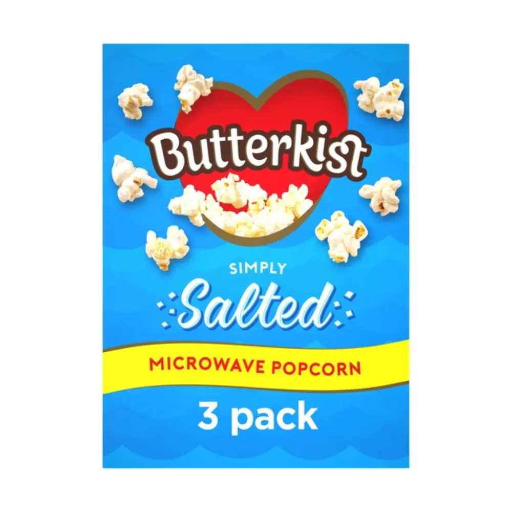 Bỏng Ngô Vị Muối, Microwave Popcorn, Simply Salted, 3 Gói (180g) - BUTTERKIST