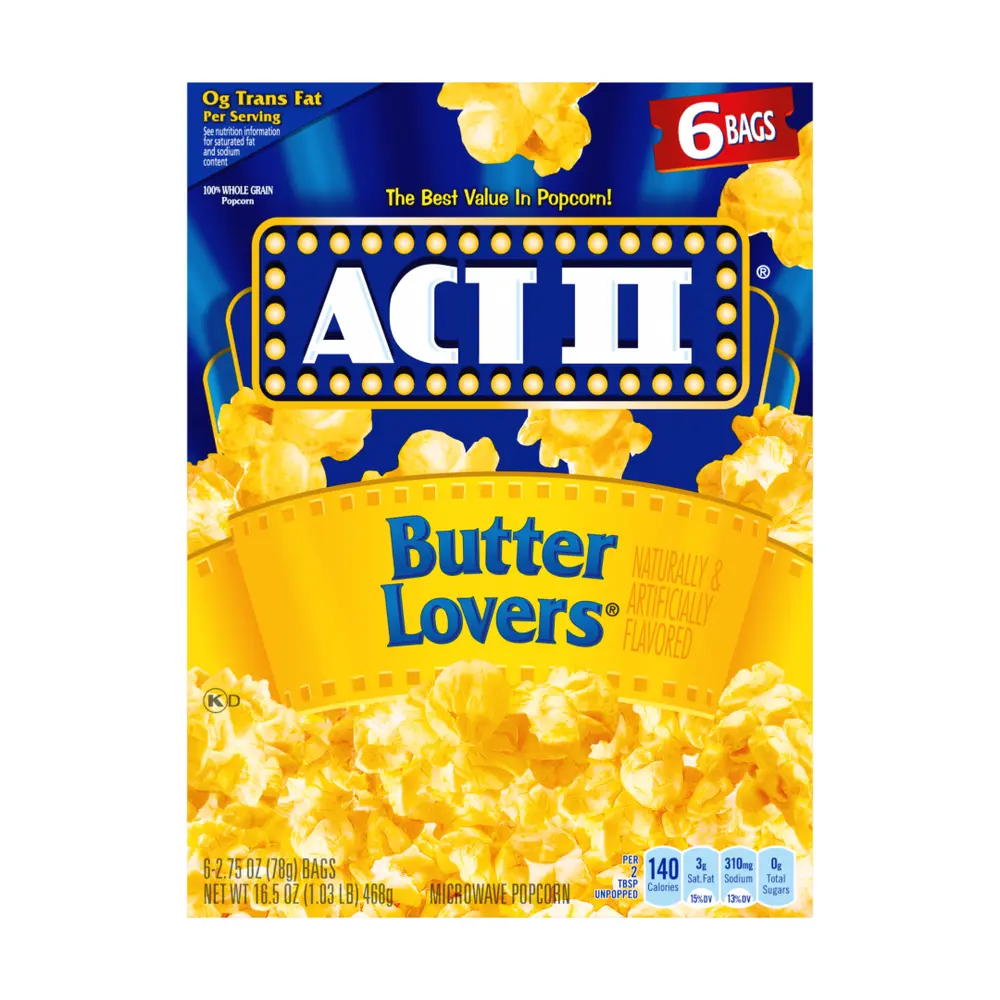 Bắp Rang Bơ, Microwave Popcorn, Butter Lovers, 6 Gói, 16.5 oz (468g) - ACT II