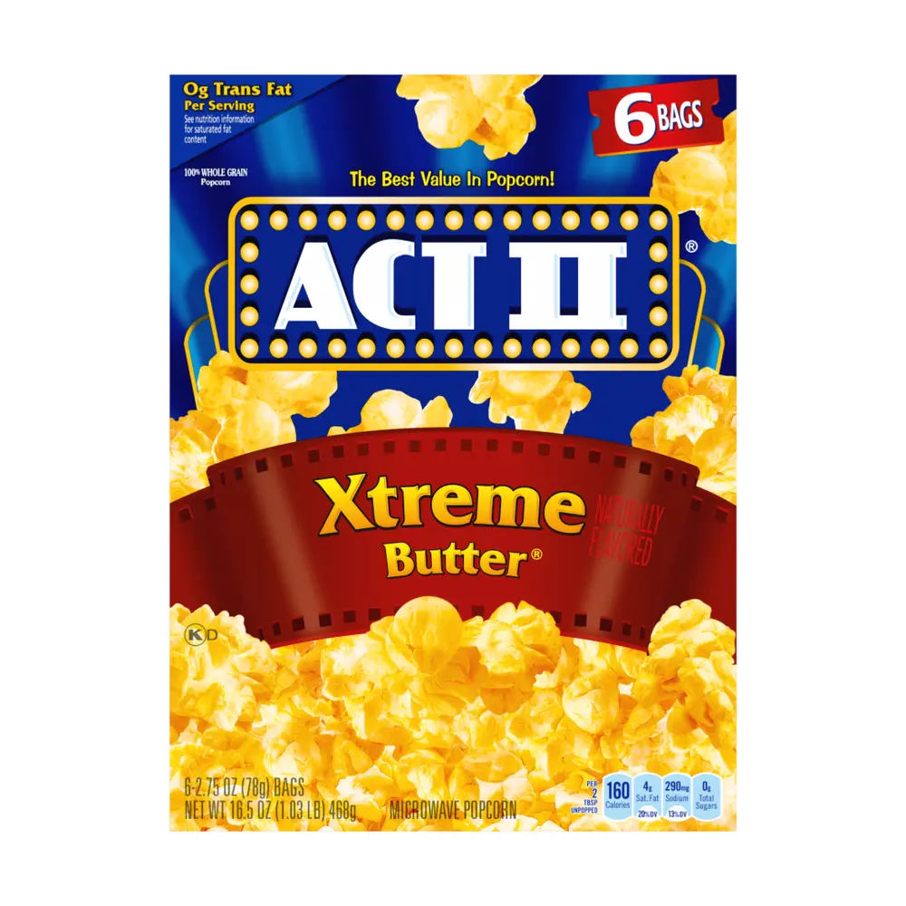 Bắp Rang Bơ Nhiều Bơ, Microwave Popcorn, Xtreme Butter, 6 Gói, 16.5 oz (468g) - ACT II