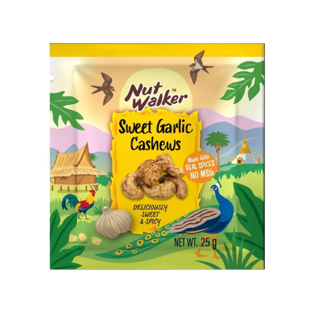 Hạt Điều Tẩm Tỏi Ngọt, Sweet Garlic Cashews (25g) - NUT WALKER