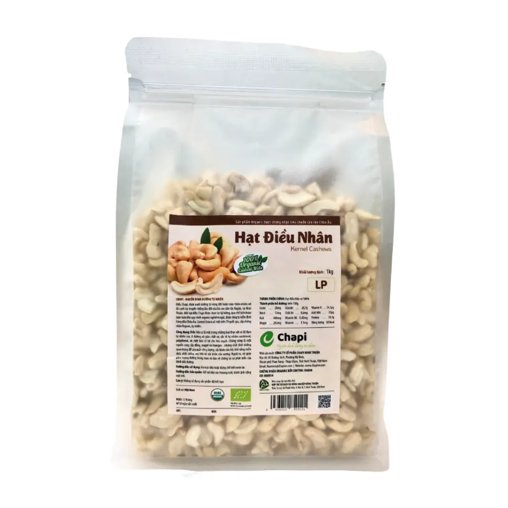 Hạt Điều Nhân Trắng Hữu Cơ Vỡ Mảnh, Organic Crushed Kernel Cashews, LP (1kg) - CHAPI