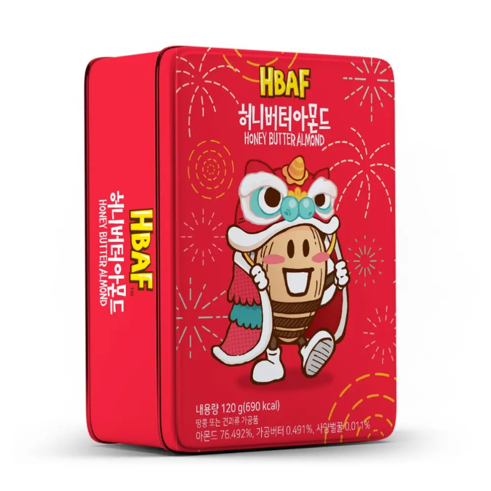 Hạnh Nhân Tẩm Bơ Mật Ong Hộp Thiếc Đỏ, Honey Butter Almond (120g) - HBAF