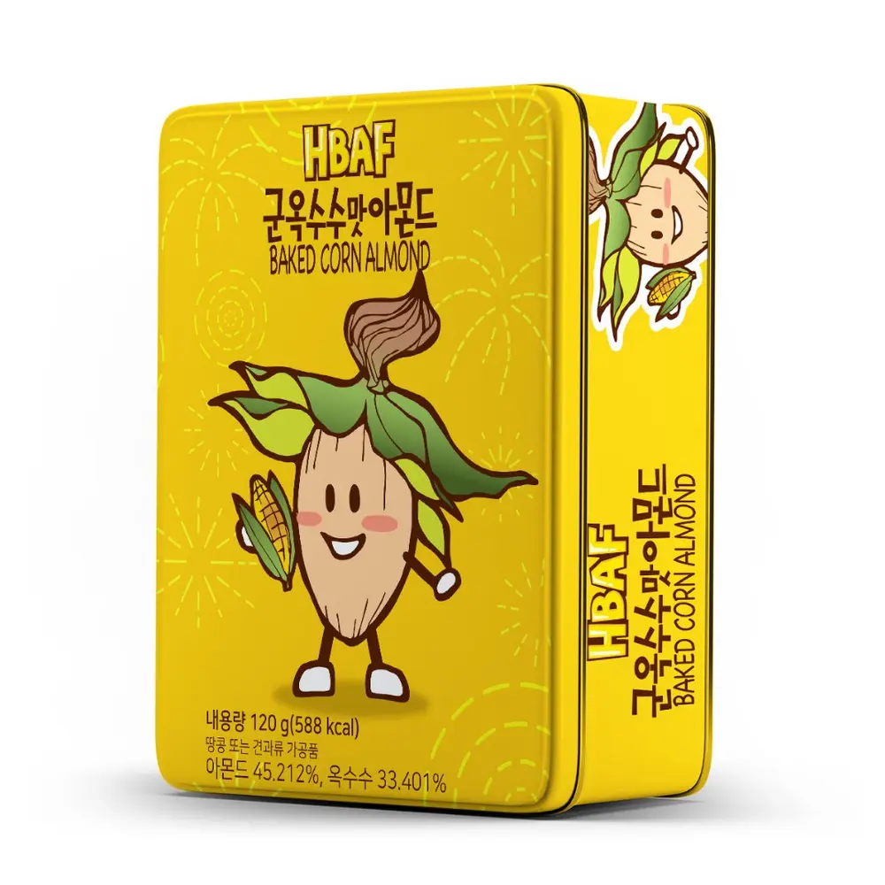 Hạnh Nhân & Bắp Nướng Hộp Thiếc Vàng, Baked Corn Almond (120g) - HBAF