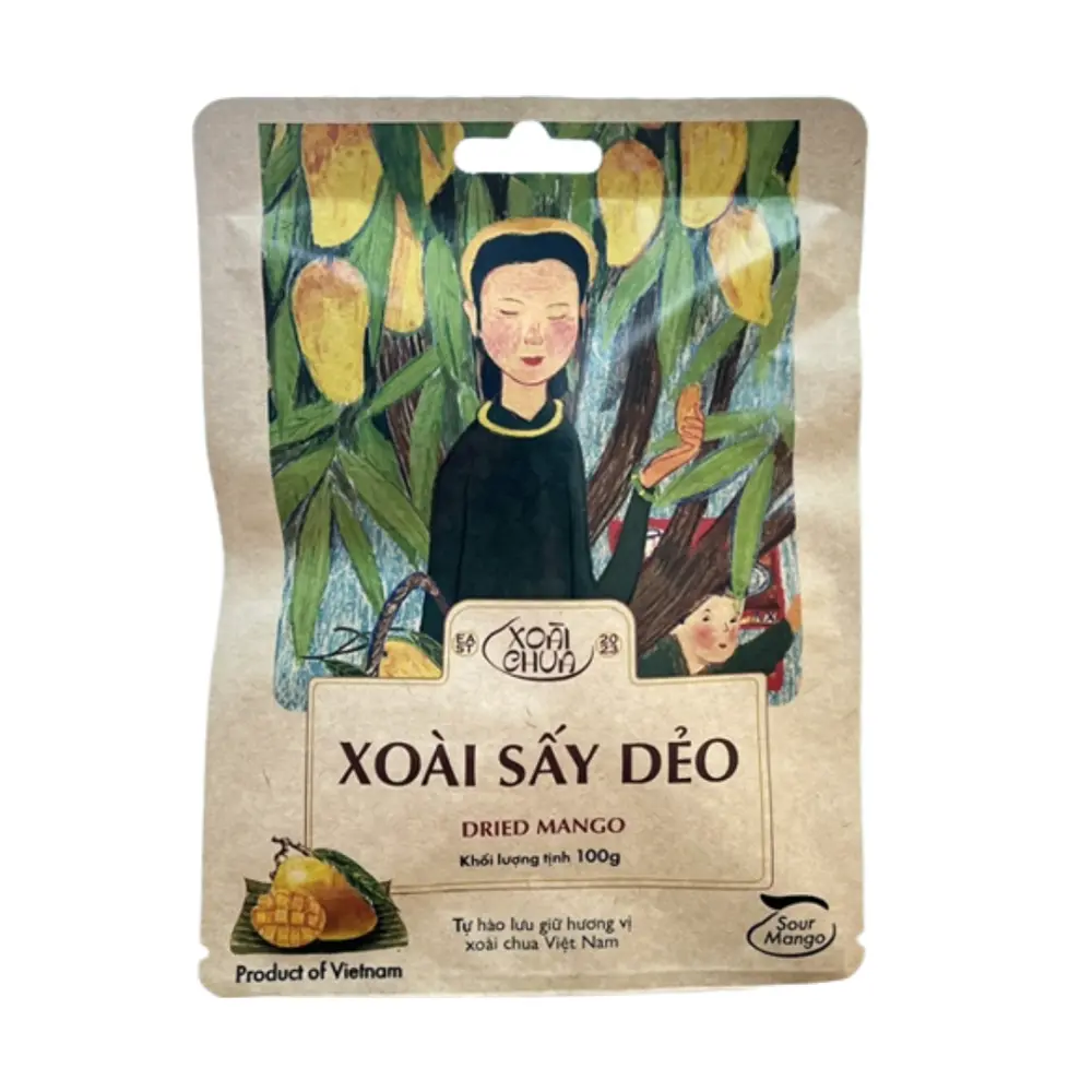 Xoài Chua Sấy Dẻo Túi kraft, Dried Sour Mango (100g) - NAM XANH