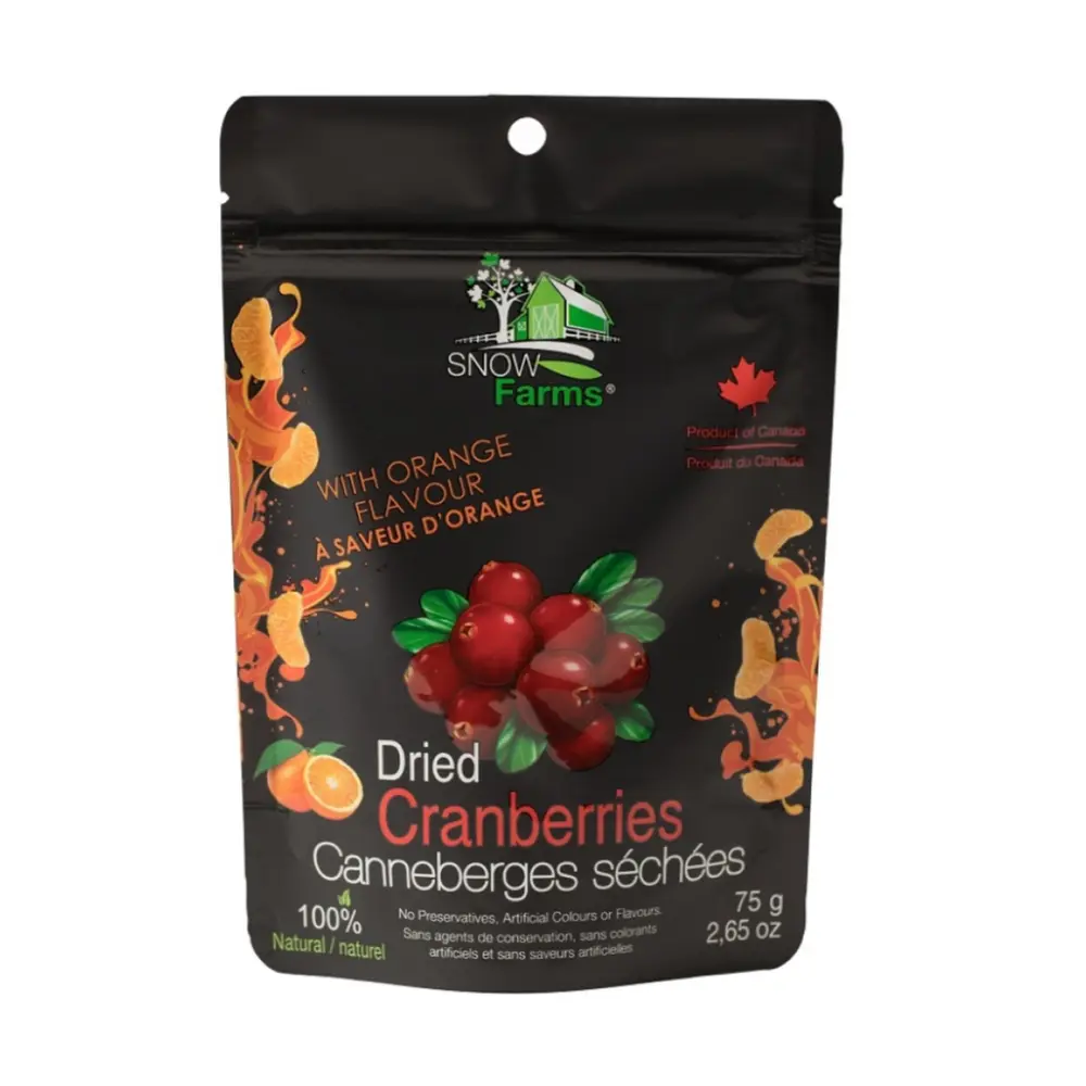 Trái Nam Việt Quất Khô Tự Nhiên Vị Cam, Dried Cranberries with Orange Flavour, 2.65 oz (75g) - SNOW FARMS