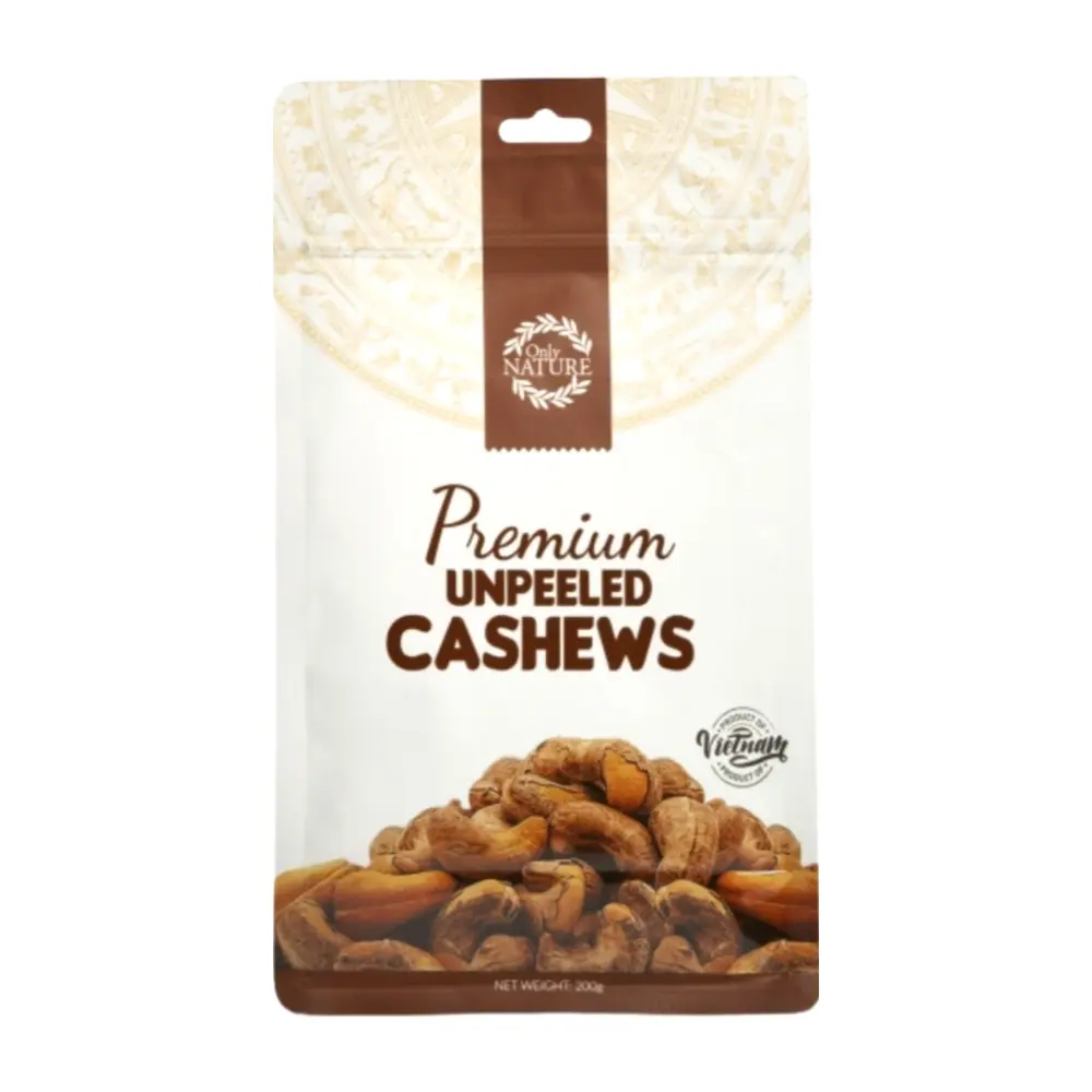 Hạt Điều Vỏ Lụa Rang Muối, Premium Unpeeled Cashews (200g) - ONLY NATURE