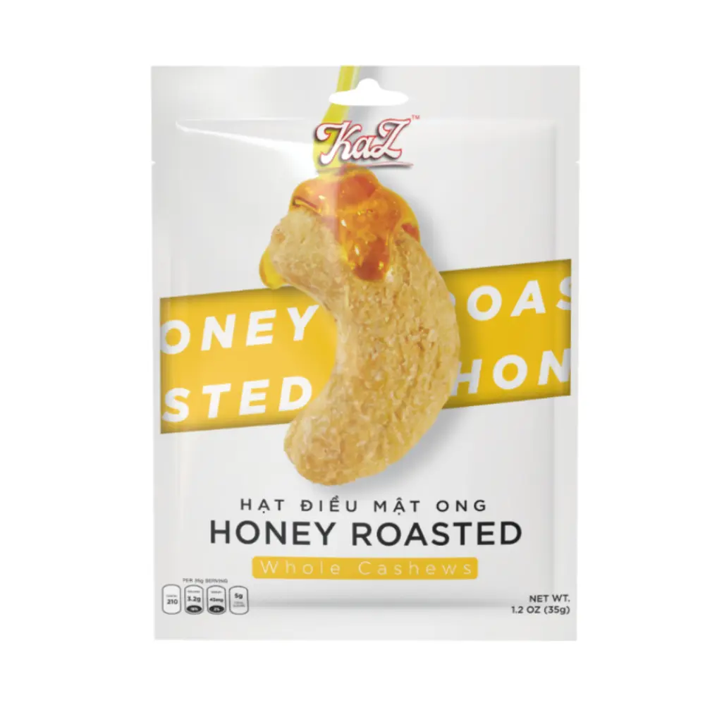 Hạt Điều Mật Ong, KaZ, Honey Roasted Whole Cashews, 1.2 oz (35g) - KAZORI