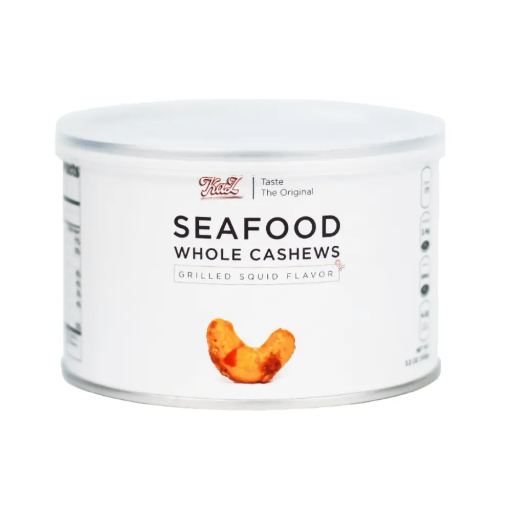 Hạt Điều Hải Sản, KaZ, Seafood Whole Cashews, Grilled Squid Flavor, 3.5 oz (100g) - KAZORI