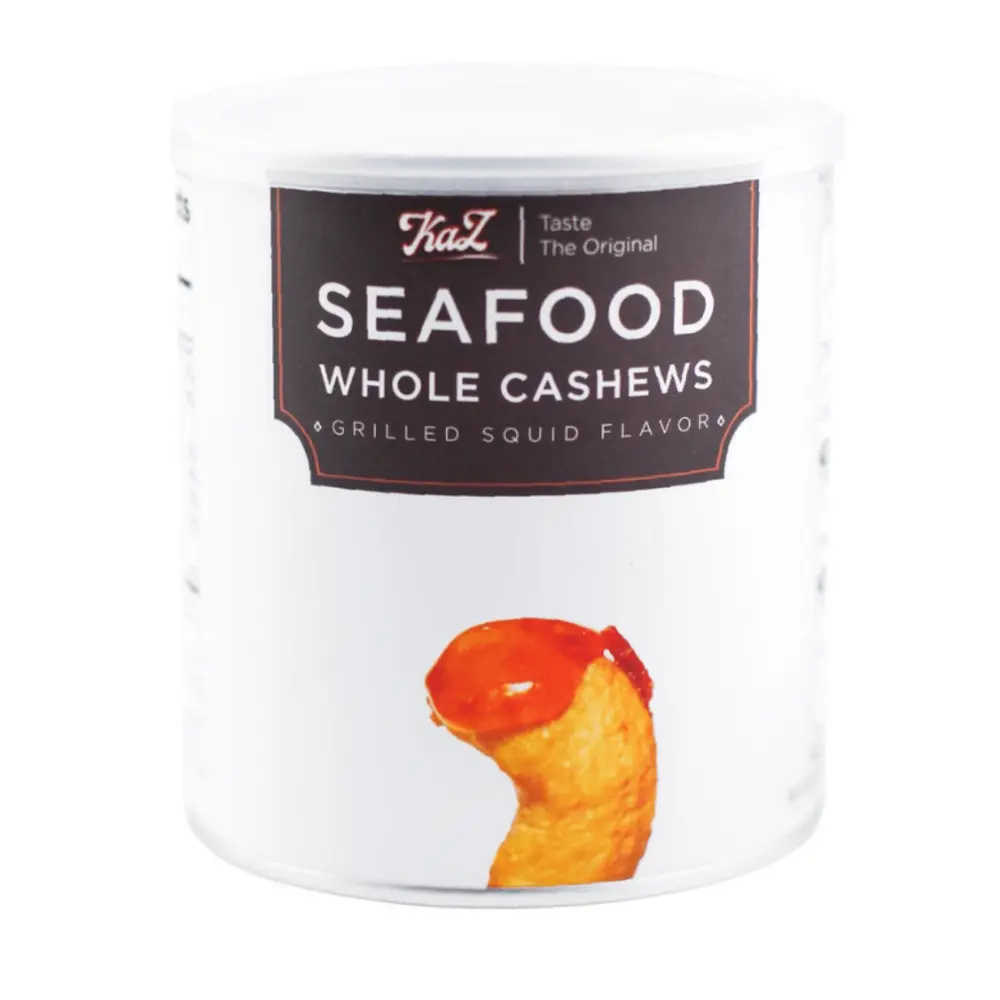 Hạt Điều Tỏi Ớt Hải Sản, KaZ, Seafood Roasted Whole Cashews, Grilled Squid Flavor, 12 oz (340g) - KAZORI