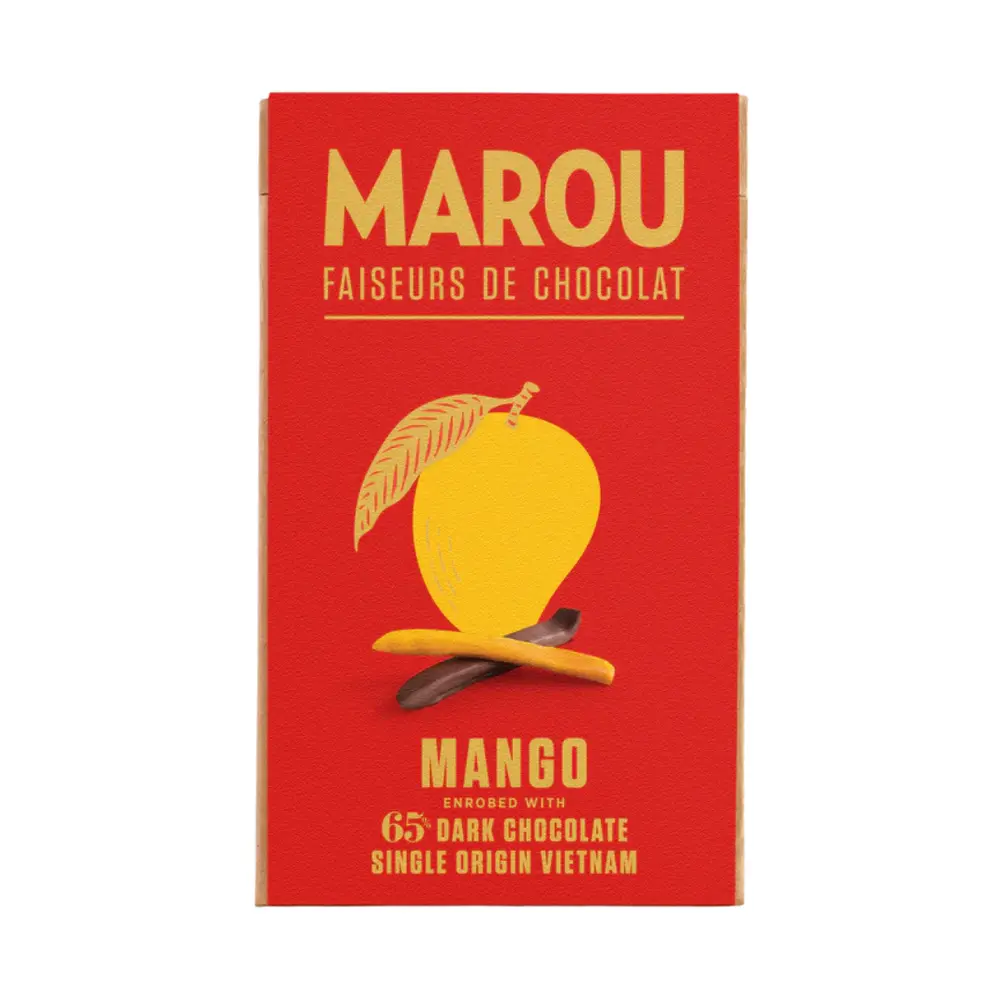 Xoài Phủ Socola Đen, Mango Coated in Dark Chocolate (100g) - MAROU