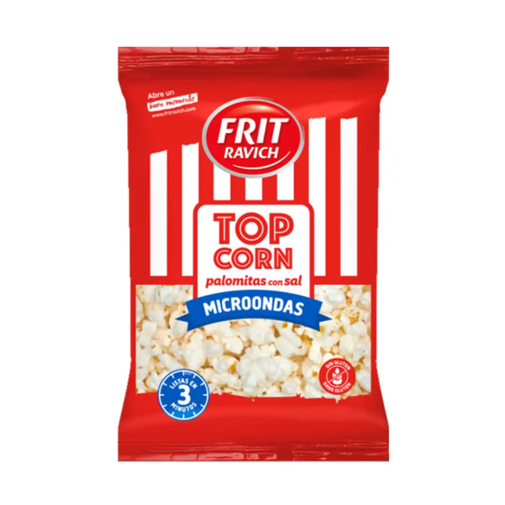 Bỏng Ngô Lò Vi Sóng Vị Mặn, Top Corn Microondas, Microwave Popcorn with Salt (90g) - FRIT RAVICH