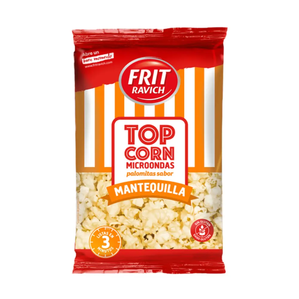 Bỏng Ngô Lò Vi Sóng Vị Bơ, Top Corn Mantequilla, Microwave Popcorn with Butter (90g) - FRIT RAVICH