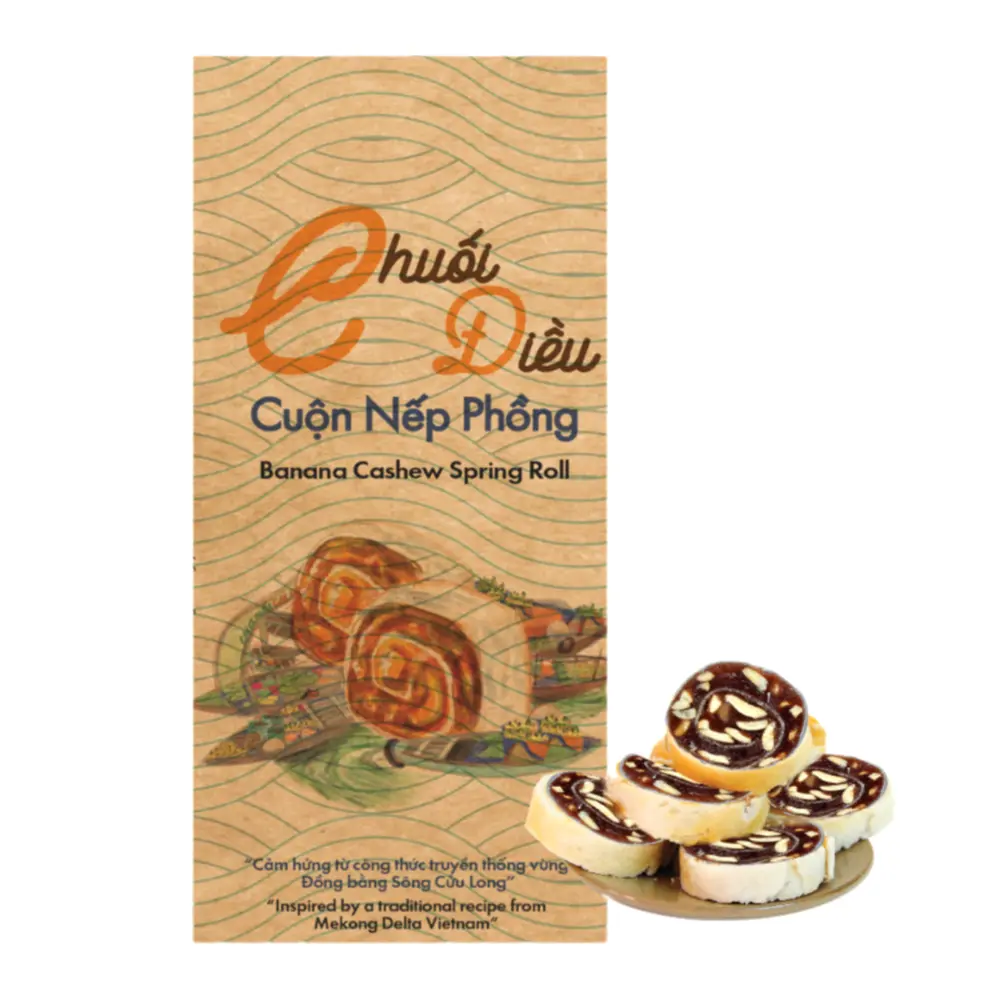Chuối Điều Cuộn Nếp Phồng, Banana Cashew Spring Roll (80g) - NAM XANH