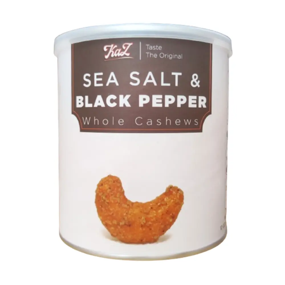 Hạt Điều Tiêu Đen & Muối Biển, KaZ, Sea Salt & Black Pepper Whole Cashews (340g) - KAZORI