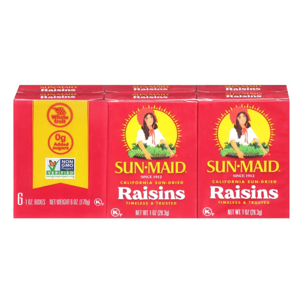 Nho Khô Phơi Nắng, California Sun-Dried Raisins, 6 Hộp, 6 oz (170g) - SUN-MAID