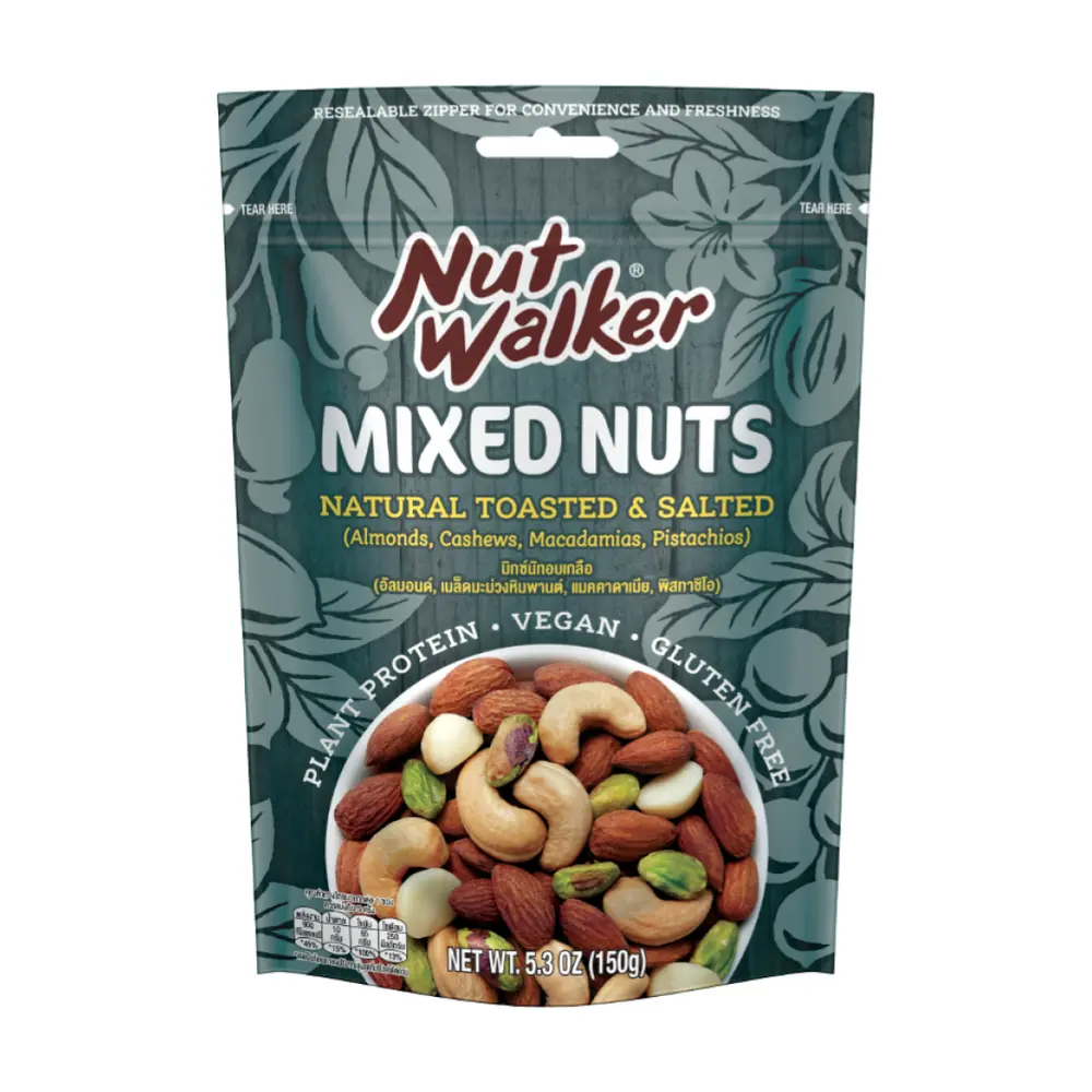 Hỗn Hợp Hạt Rang Muối, Mixed Nuts, Natural Toasted & Salted, 5.3 oz (150g) - NUT WALKER