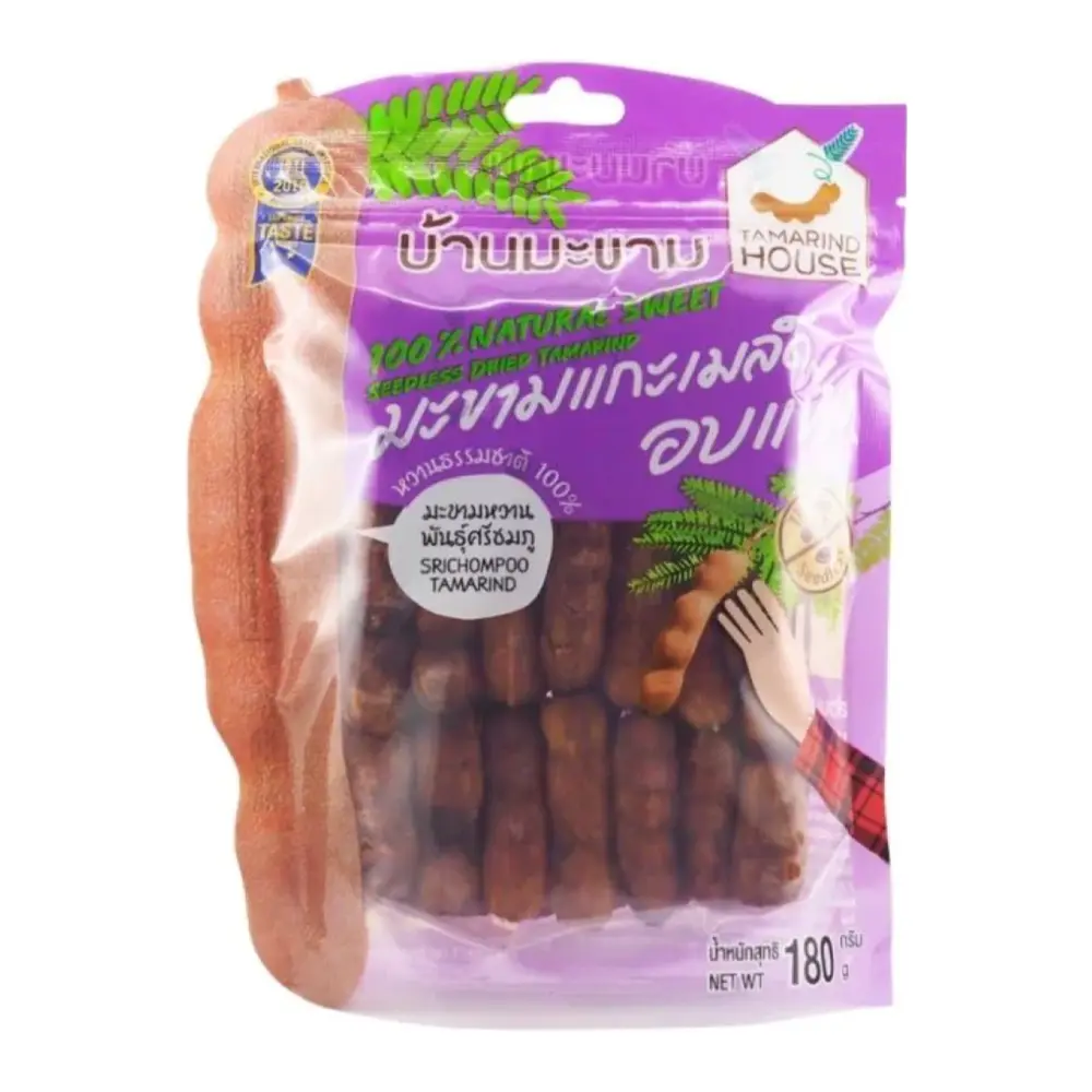 Me Ngọt Sấy Khô Không Hạt, 100% Natural Sweet Seedless Dried Tamarind, Sri Chompoo Tamarind (180g) - TAMARIND HOUSE
