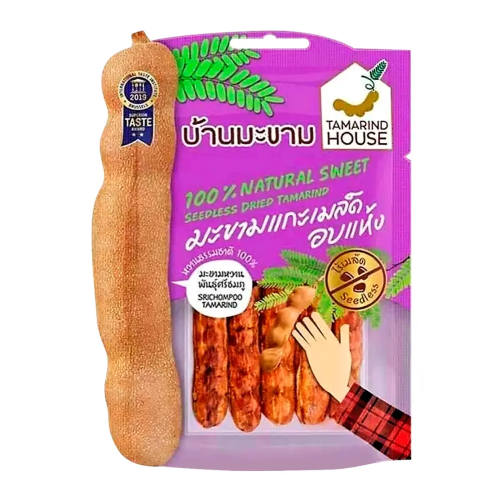 Me Ngọt Sấy Khô Không Hạt, 100% Natural Sweet Seedless Dried Tamarind, Sri Chompoo Tamarind (80g) - TAMARIND HOUSE