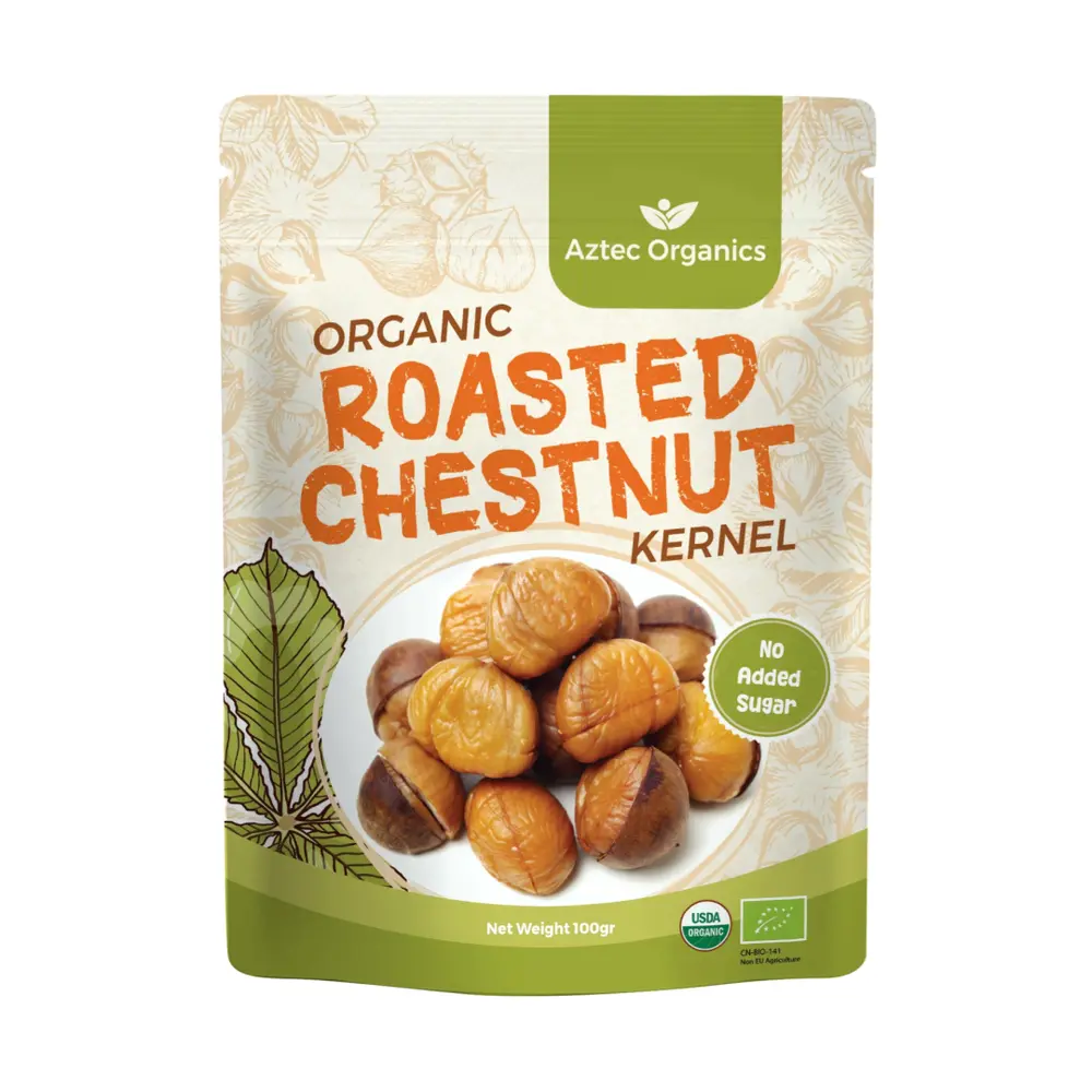 Hạt Dẻ Nướng Hữu Cơ, Organic Roasted Chestnut Kernel, No Added Sugar (100g) - AZTEC ORGANICS