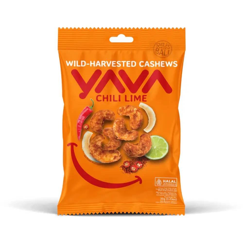 Hạt Điều Vị Ớt & Chanh Xanh, Wild-Harvested Cashews, Chili Lime, 1.23 oz (35g) - YAVA