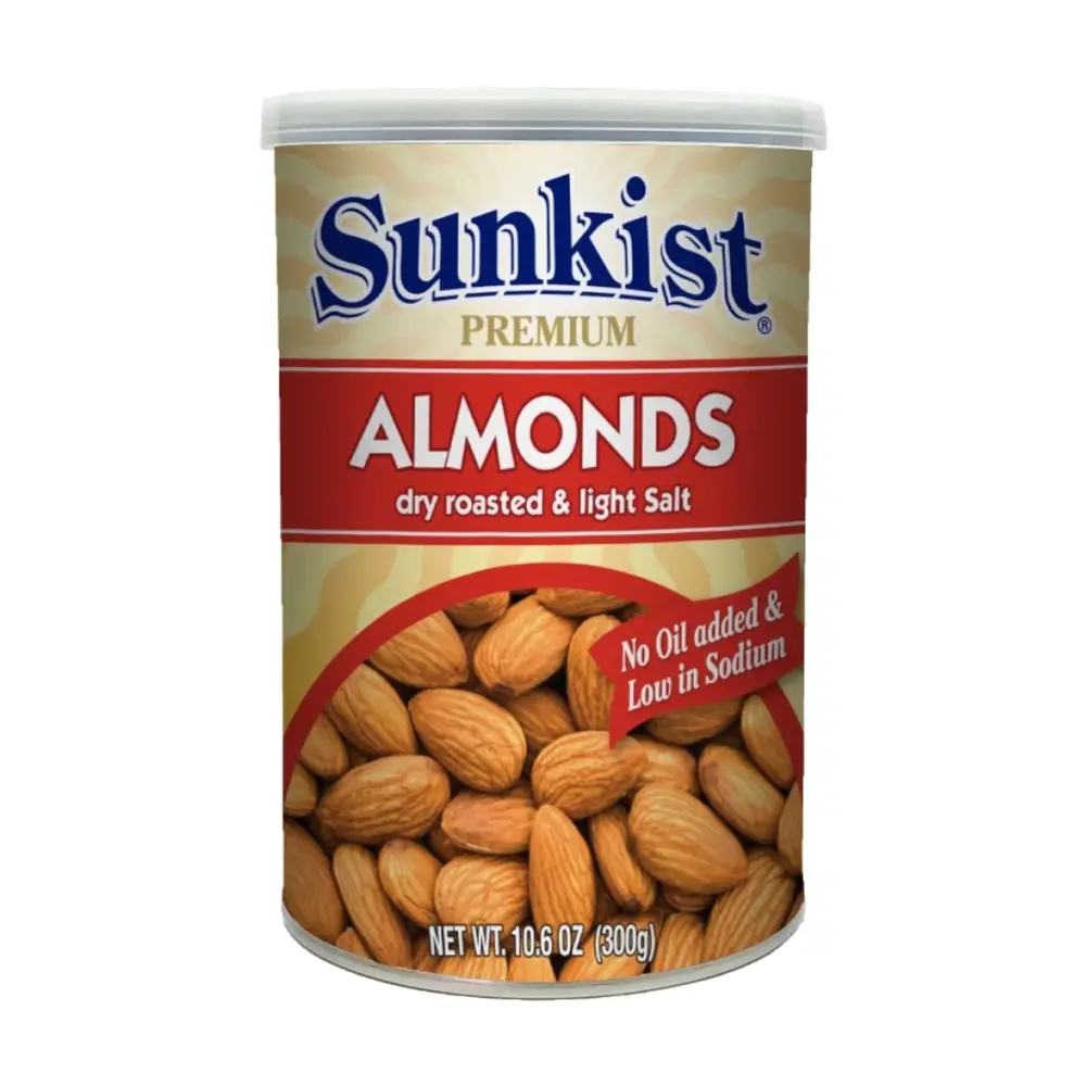 Hạnh Nhân Cao Cấp Rang Ít Muối, Premium Almonds, Dry Roasted & Light Salt, 10.6 oz (300g) - SUNKIST
