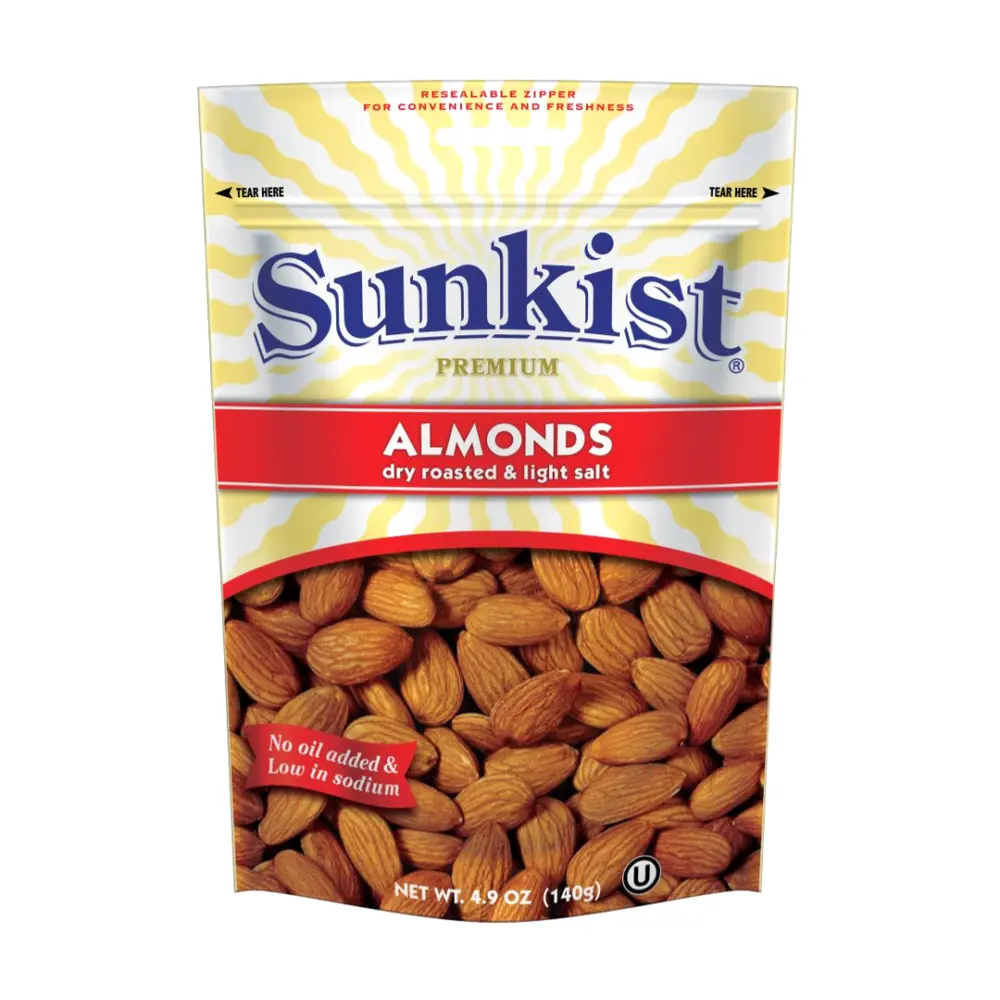 Hạnh Nhân Cao Cấp Rang Ít Muối, Premium Almonds, Dry Roasted & Light Salt, 4.9 oz (140g) - SUNKIST