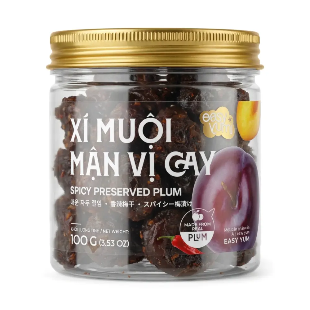 Xí Muội Mận Vị Cay, Spicy Preserved Plum, 3.53 oz (100g) - EASY YUMI
