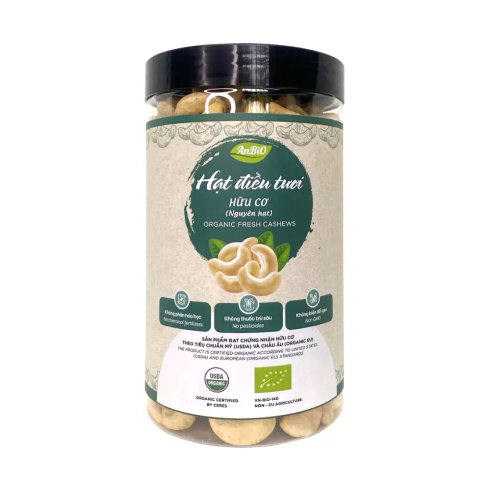 Hạt Điều Tươi Nguyên Hạt Hữu Cơ, Organic Fresh Cashews (400g) - ANBIO