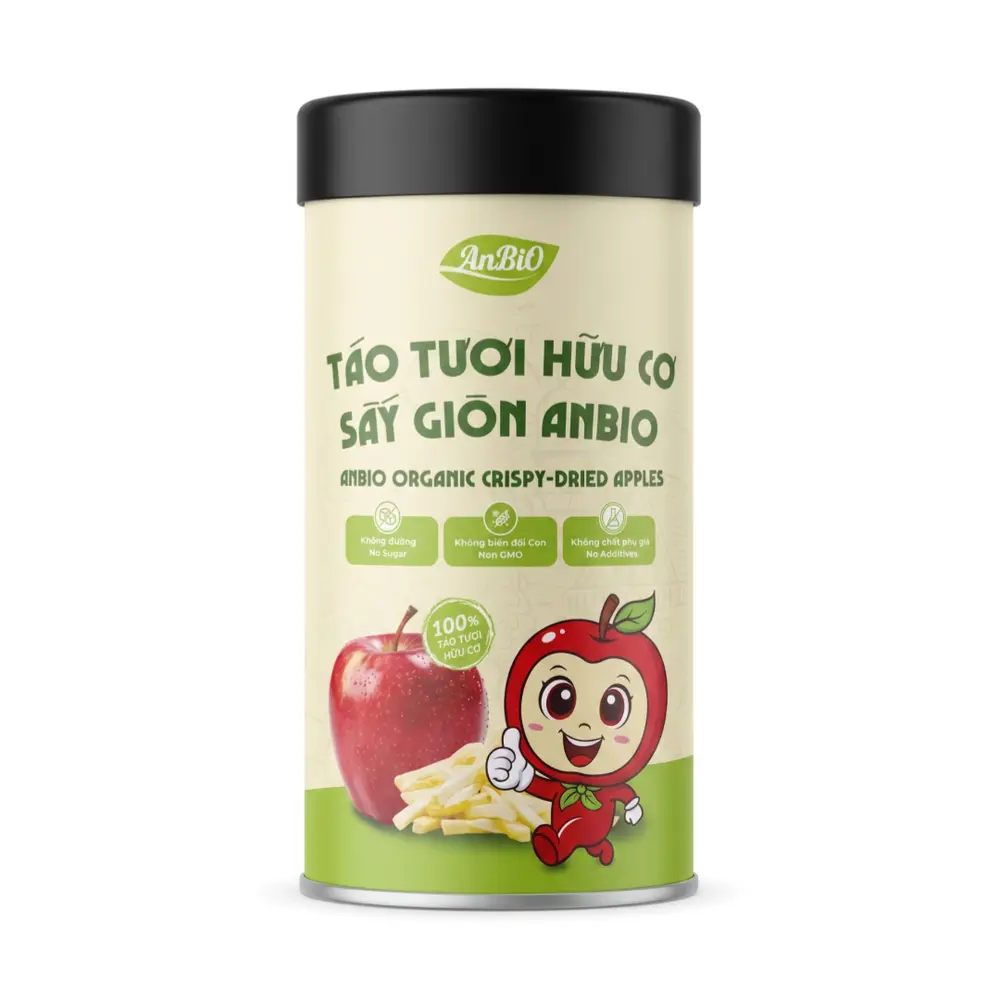 Táo Tươi Hữu Cơ Sấy Giòn, Organic Crispy-Dried Apples (30g) - ANBIO