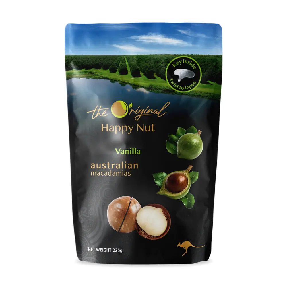 Hạt Macca Úc Hương Vani, The Original Australian Macadamias, Vanilla (225g) - HAPPY NUT