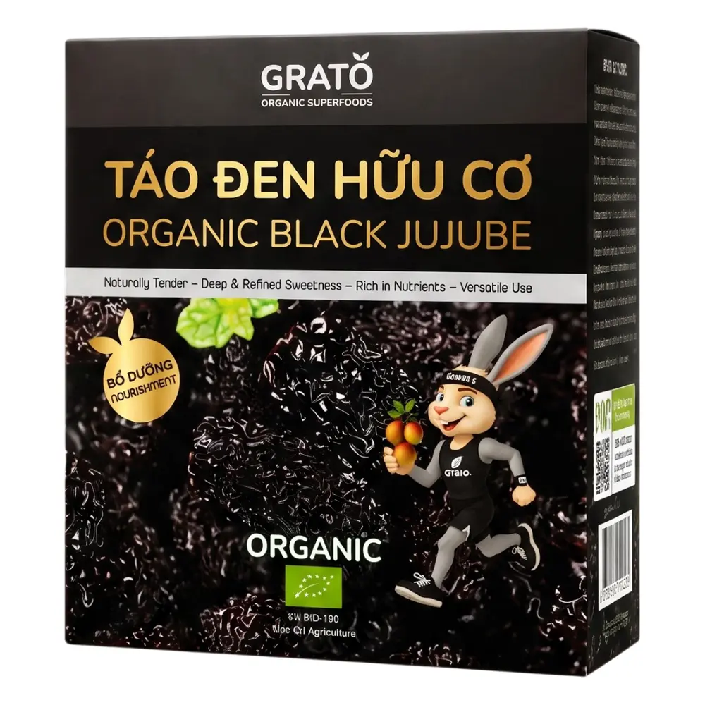 Táo Đen Hữu Cơ, Organic Black Jujube (500g) - GRATO