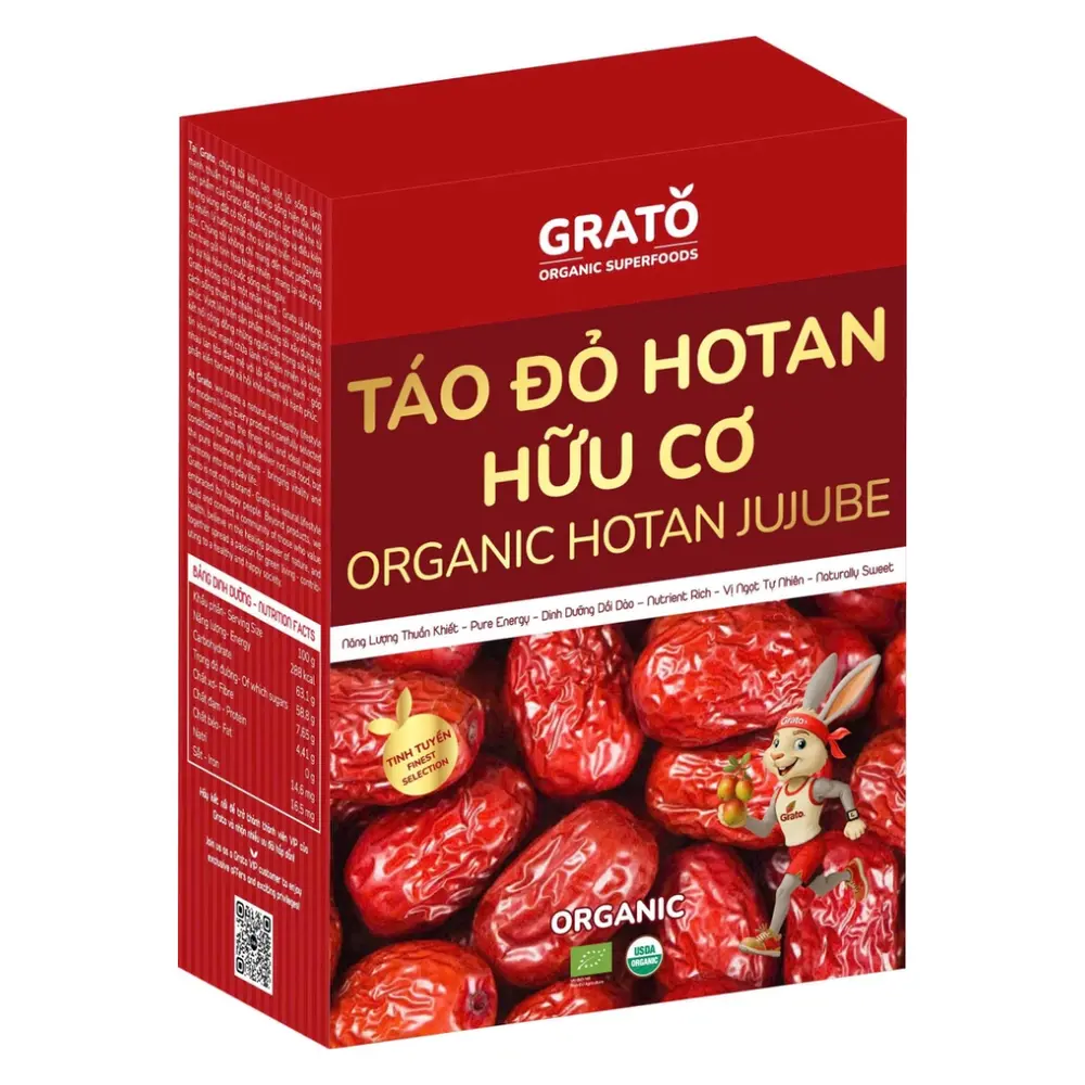 Táo Đỏ Hotan Hữu Cơ, Organic Hotan Jujube (400g) - GRATO