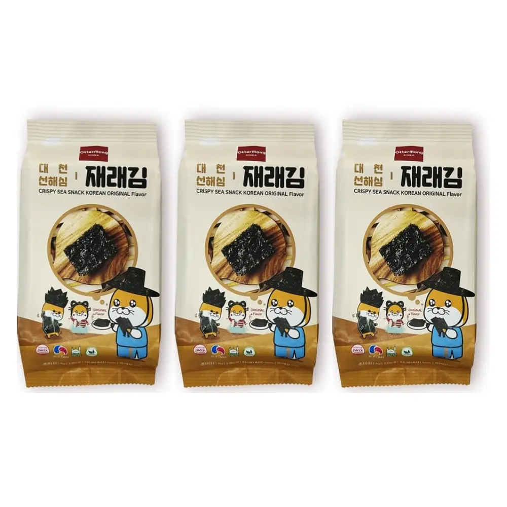 Rong Biển Ăn Liền Vị Truyền Thống, Crispy Sea Snack Korean Original, 3 Gói (12g) - OTTER MONG