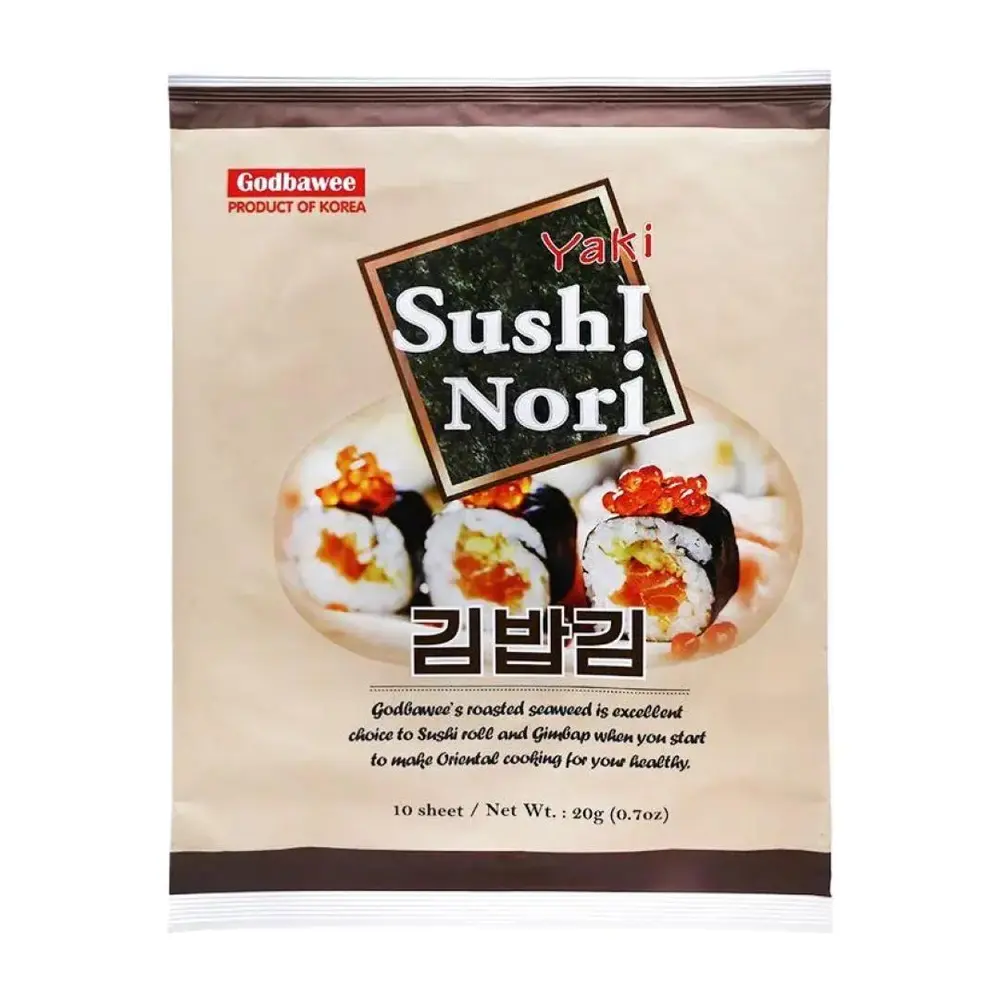 Rong Biển Cuộn Cơm, Yaki Sushi Nori, 10 Lá, 0.7 oz (20g) - GODBAWEE