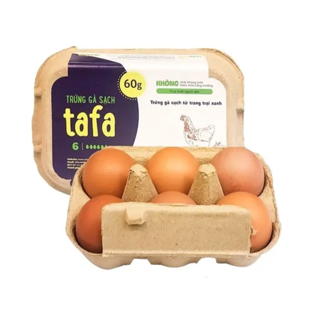 Trứng Gà Tươi Hộp Giấy, Chicken Eggs, 6 Quả (360g) - TAFA