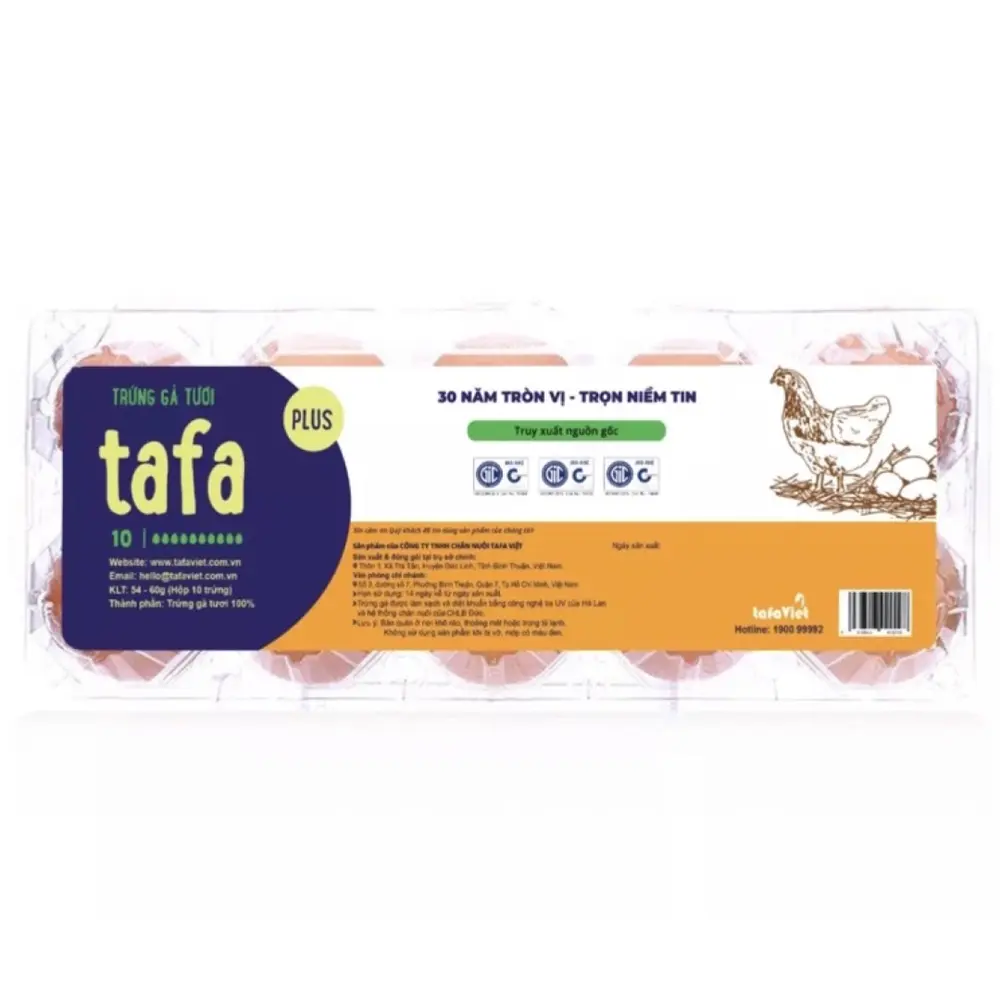 Trứng Gà Tươi, Plus, Chicken Eggs, 10 Quả (600g) - TAFA