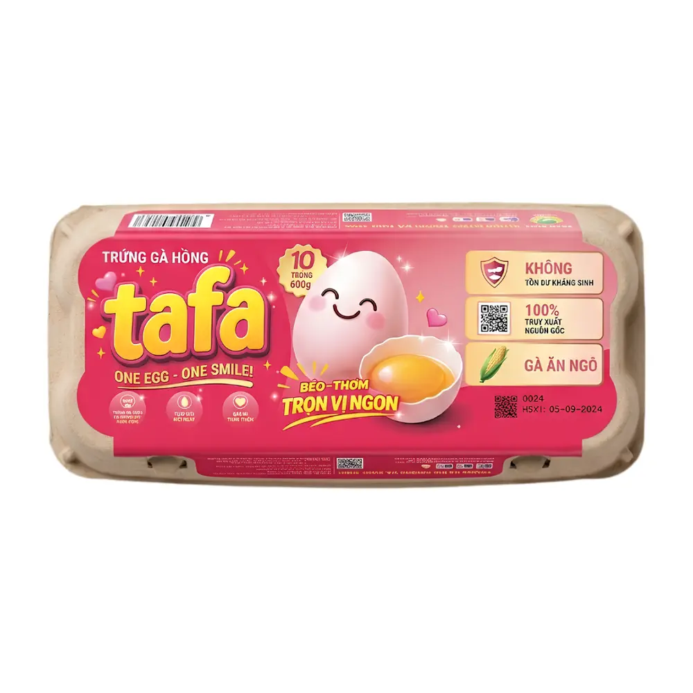Trứng Gà Hồng Gà Ăn Ngô, Corn-Fed Pink Chicken Eggs, 10 Quả (600g) - TAFA