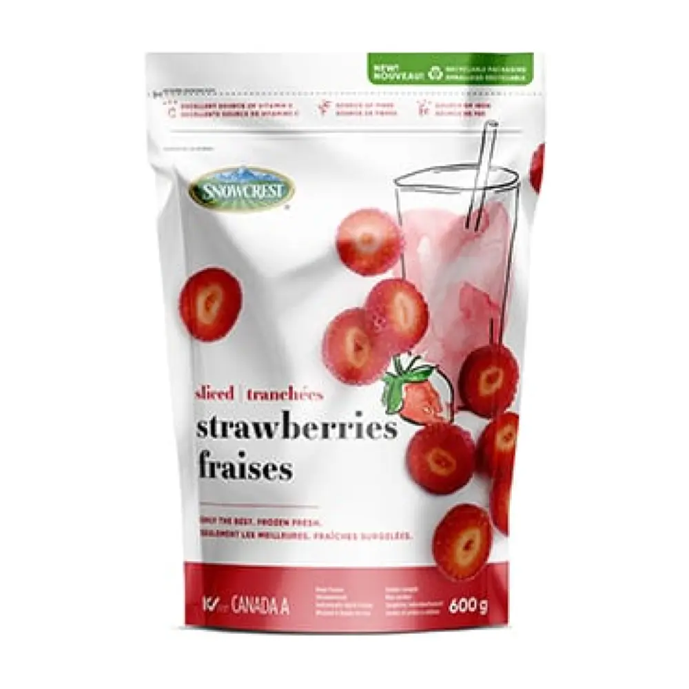 Dâu Tây Cắt Lát Đông Lạnh, Frozen Fresh Sliced Strawberries (600g) - SNOWCREST