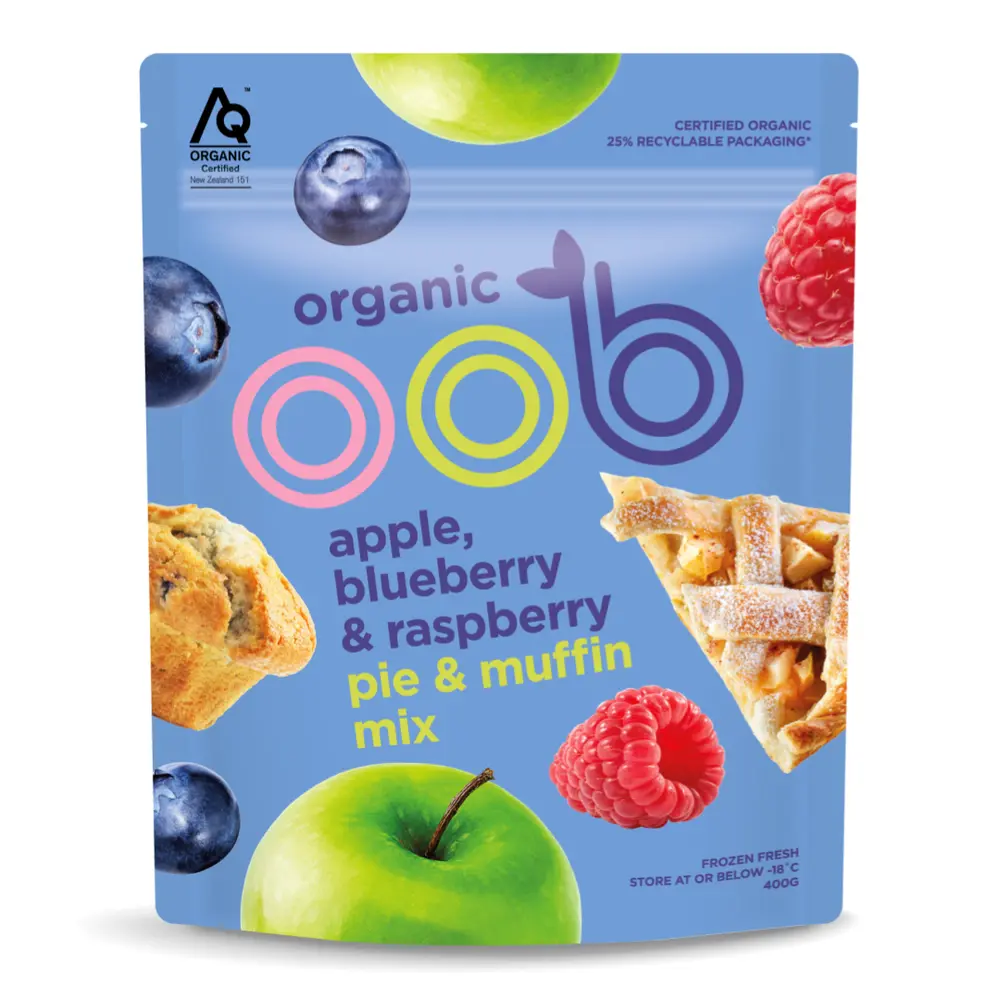 Hỗn Hợp Táo, Việt Quất & Mâm Xôi Hữu Cơ Đông Lạnh Làm Nhân Bánh, Organic Pie & Muffin Mix, Apple, Blueberry & Raspberry (400g) - OOB