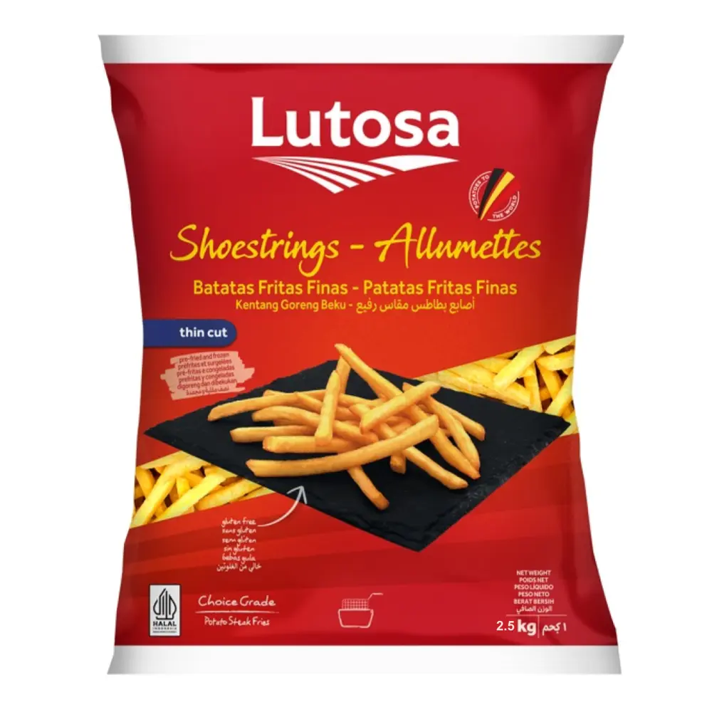 Khoai Tây Đông Lạnh Sợi Nhỏ, Shoestrings Fries, Thin Cut (2.5kg) - LUTOSA