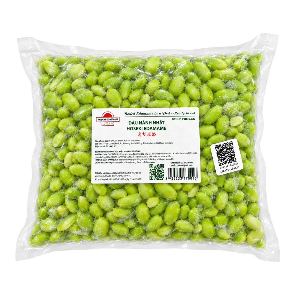 Đậu Nành Nhật Luộc Đông Lạnh, Frozen Boiled Edamame (1kg) - HOSHEKI EDAMAME