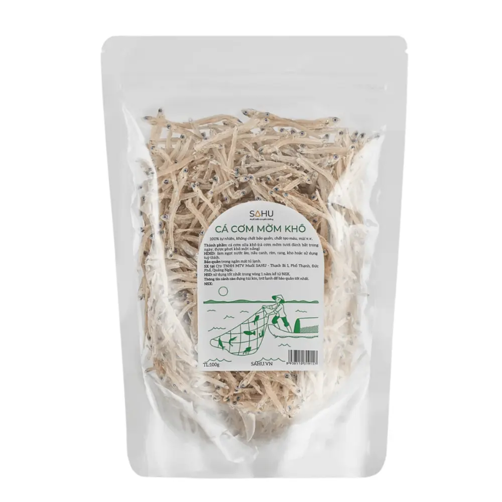 Cá Cơm Mờm Khô, Dried Spined Anchovy Fish (100g) - SAHU